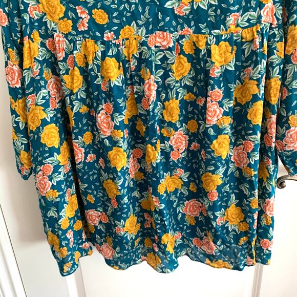 Zara Floral Long Sleeve Romper in Green with Velvet Tie - Picture 8 of 15